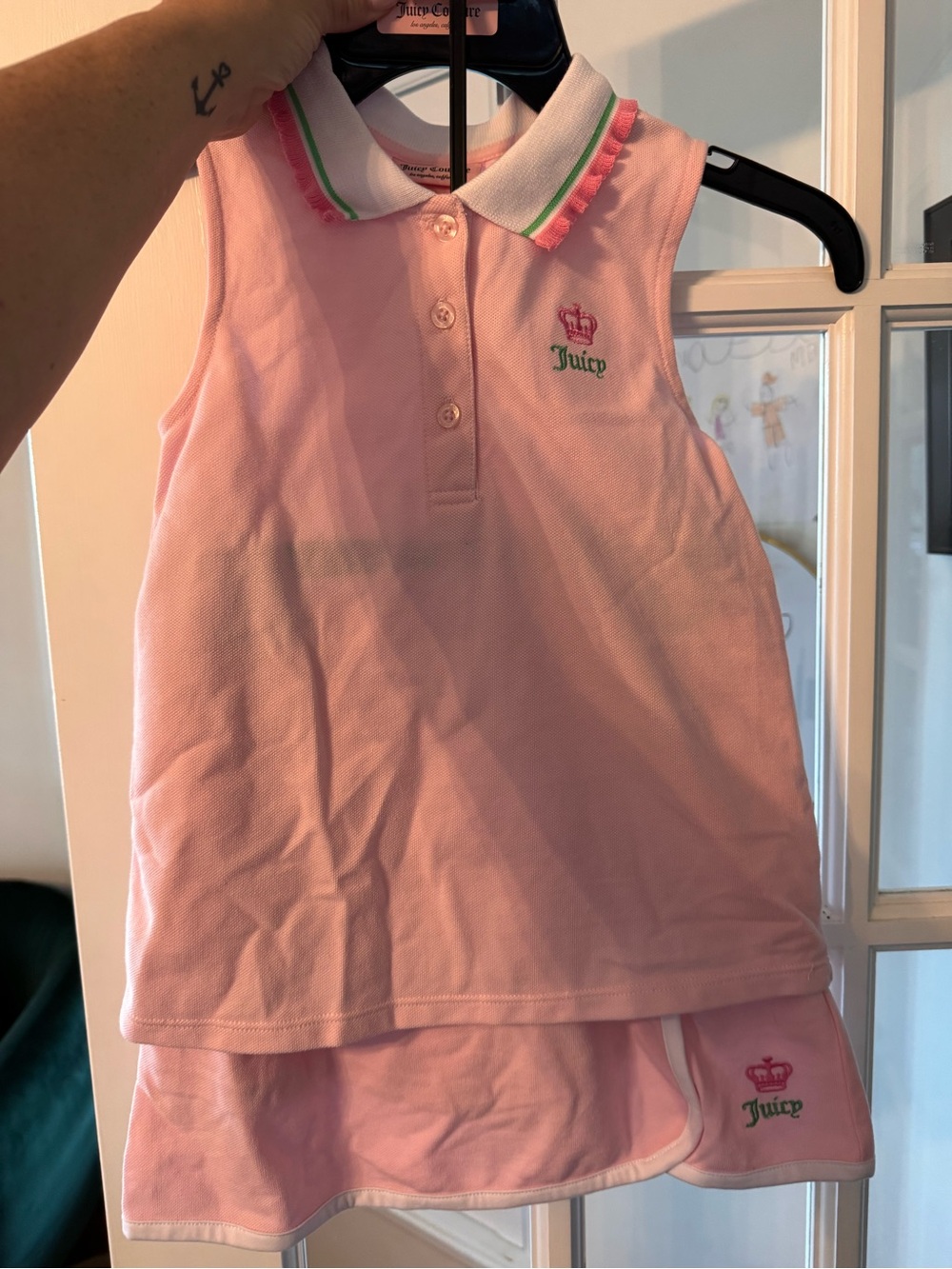 Juicy Couture Pink Polo Tank & Skort Set with Green Trim